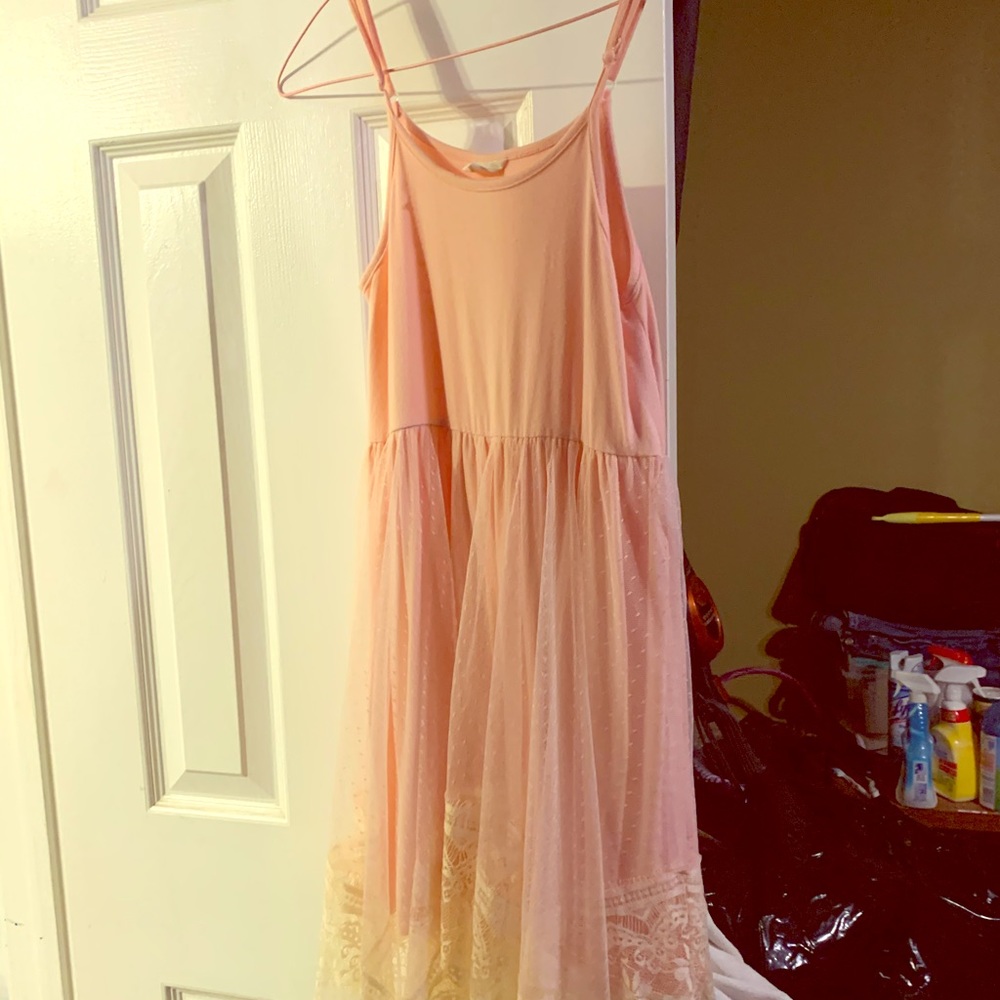 Child’s tank dress with lace overlay at skirt